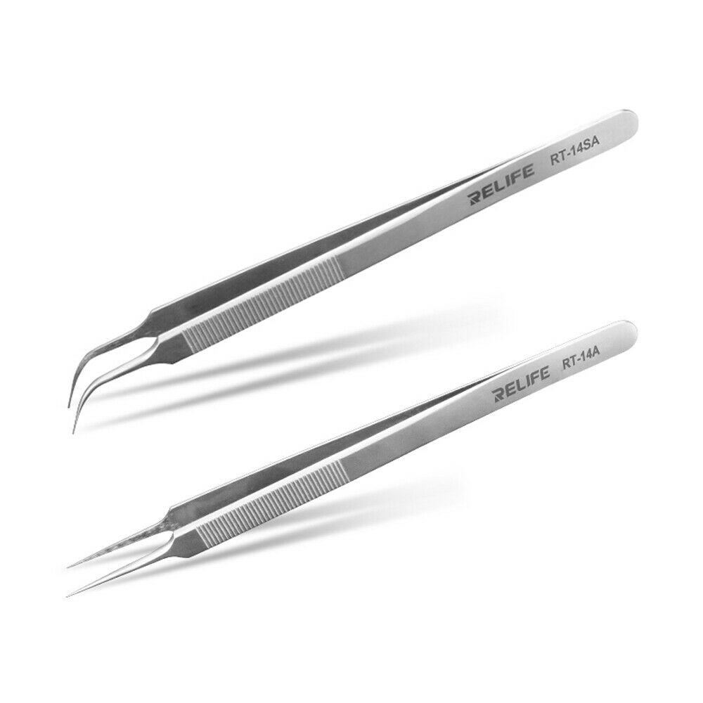 Relife mobile phone repair tweezers RT-14A RT-14SA anti-static high toughness precision fine tip plus anti-skid chip repair