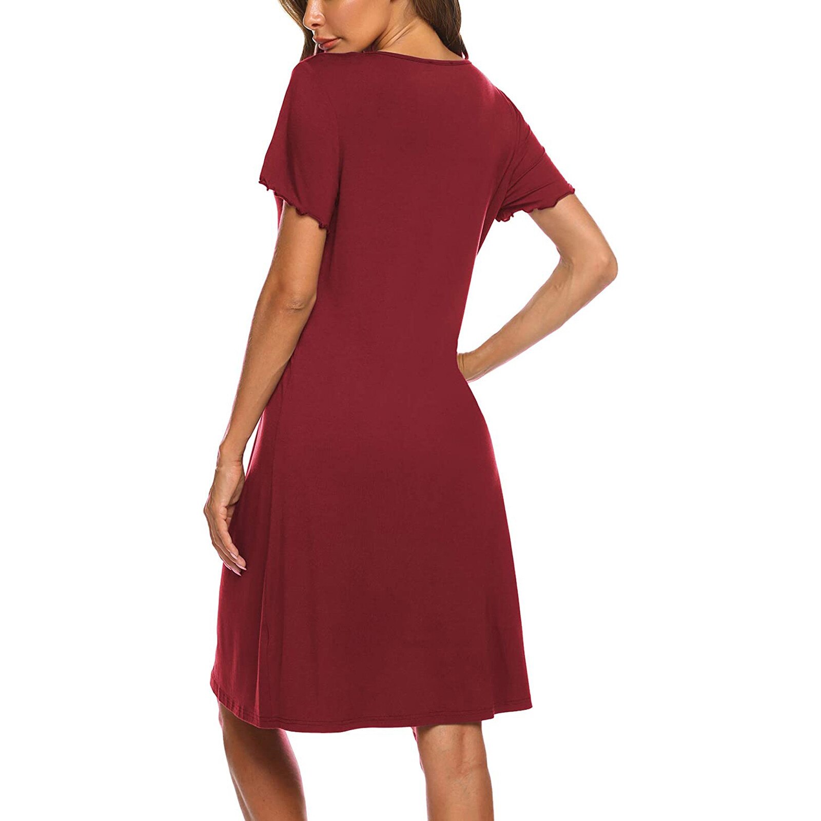 Dress For Pregnant Women O-Neck Solid Buttons Short Sleeve Pregnant Woman Dress Maternity Dress одежда для беременных