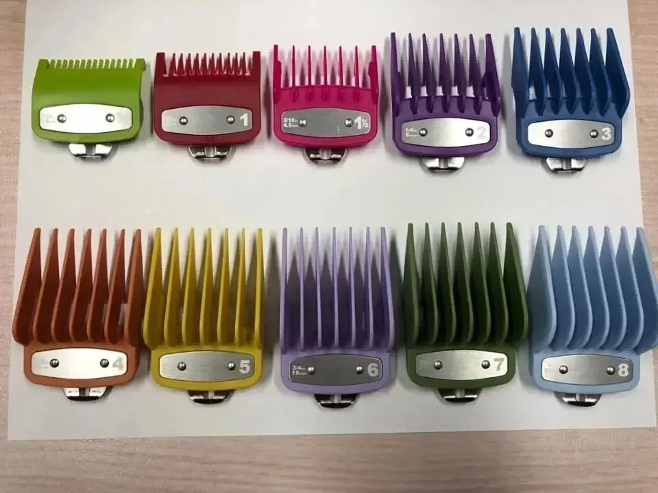 8/10 Stuks Professionele Tondeuse Limiet Gids Kam Voor Wahl Trimmer Universele Kapper Gids Kam Kapsel Tool Clipper limiet Kammen: green