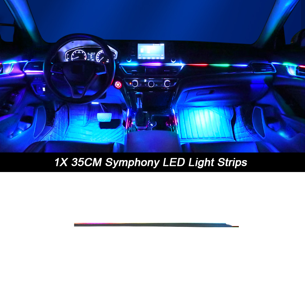 Luz ambiental para coche 18 en 1, tiras acrílicas de 64 colores, 110cm, 90cm, 75cm, 35cm, 20cm, colores completos, RGB, Interior del coche, Control por aplicación Bluetooth: 4300 K blanco amarillo
