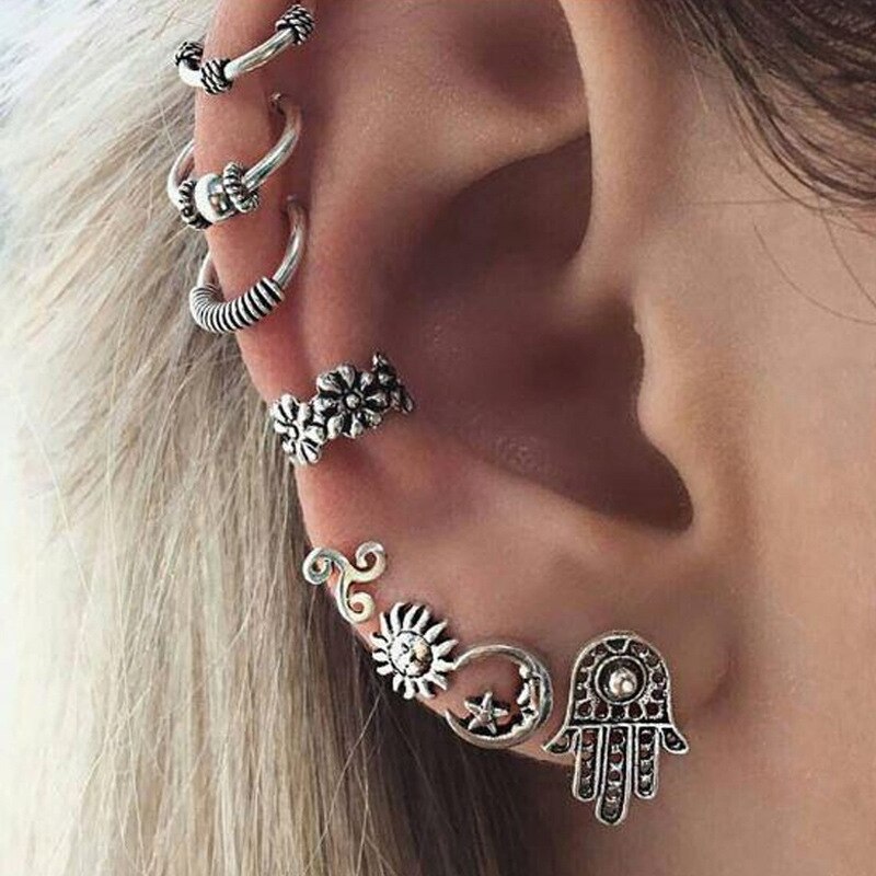 Punk Vintage oreille pince main Brinco filles Bijoux chaîne gland feuille pince oreille manchette boucles d'oreilles pour les femmes de mariage mariée Bijoux: 6