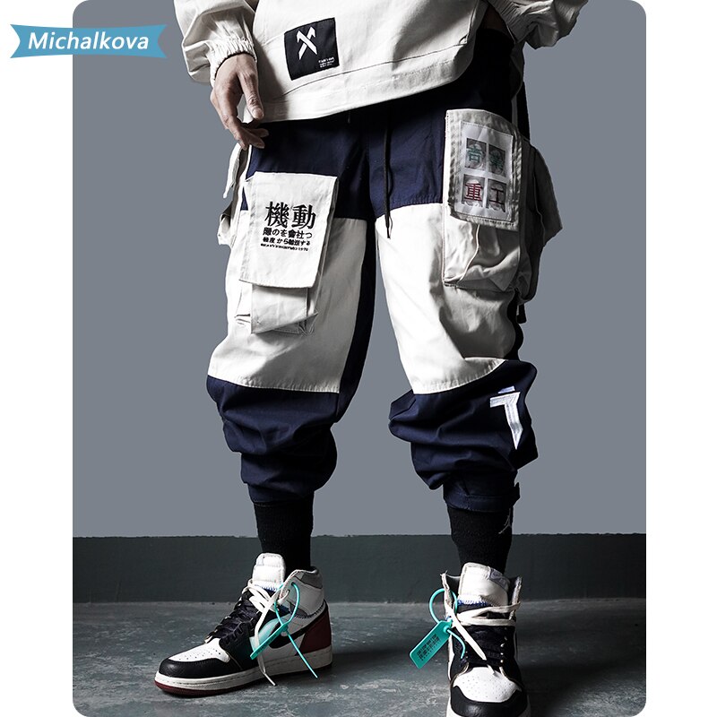 Ropa para hombre, pantalones Cargo con bolsillos de almazuela, pantalones de chándal Harajuku Hip Hop para hombre, pantalones de pista corredores para hombre, ropa de calle michalova: M / Azul oscuro