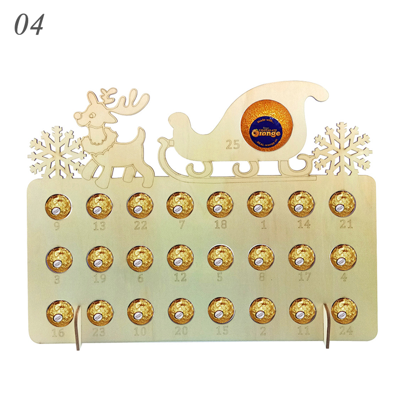 Decorazioni natalizie decorazioni artigianato in legno festa di natale portapacchi per cioccolato conto alla rovescia calendario pendolo: 4