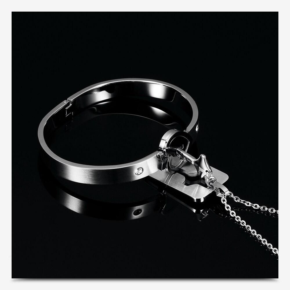 Setti ruostumaton teräs amor rakkaus sydän lukko avain pari rannekoru hänen kuningas ja kuningatar rannekorut rannekorut naiset miehet choker korut