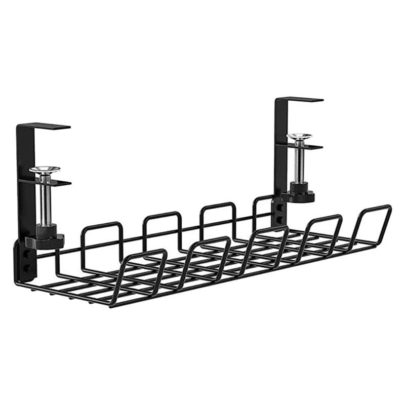 Under Desk Wire Storage Rack Under Desk Cable Organizer Wire Cable Tray Wire Panel Storage Organizer Under Desk Shelf: Black