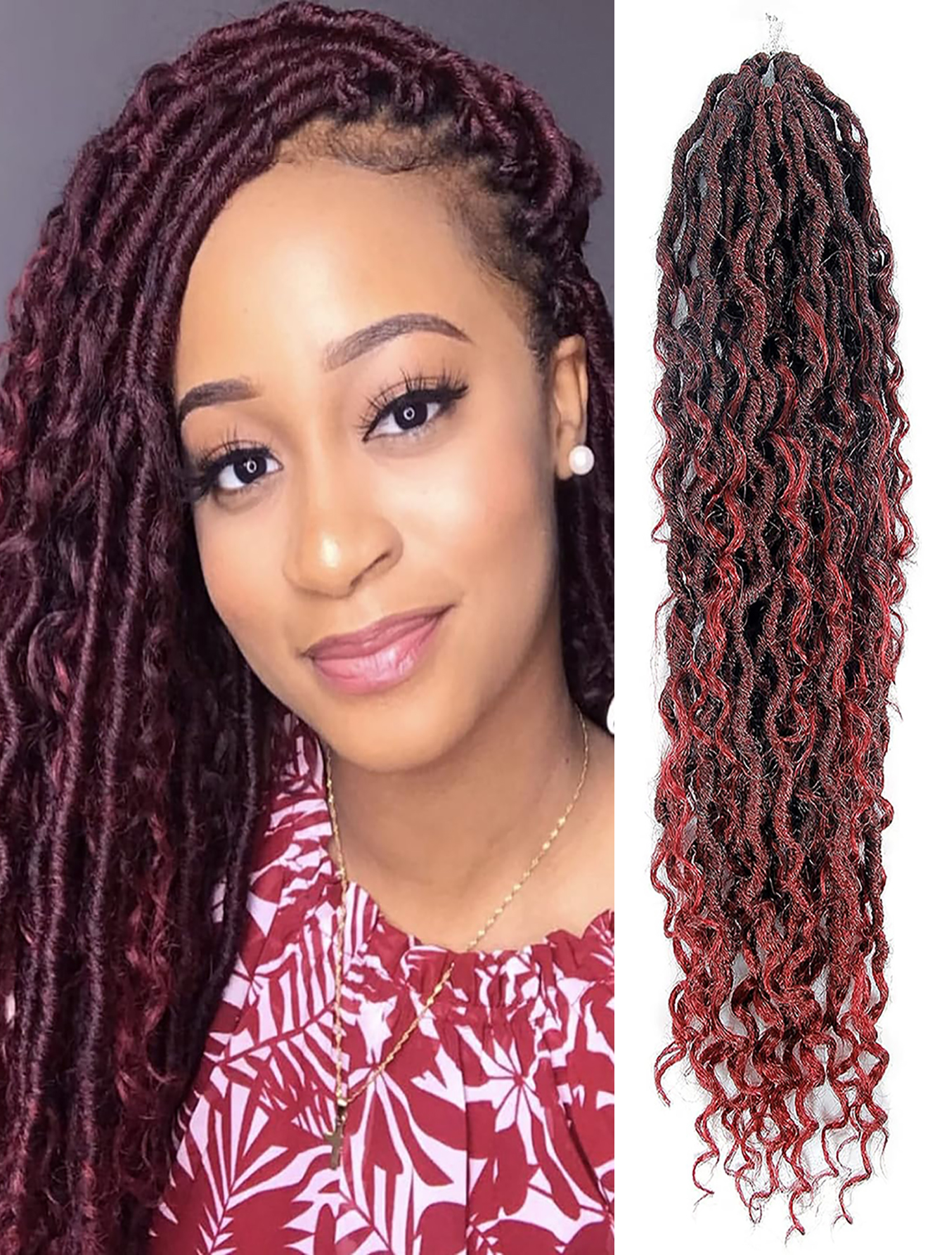 Goddess Locs Crochet Hair Pre Looped for Women, Boho Crochet Locs with Curly Ends: Bug / 14inches