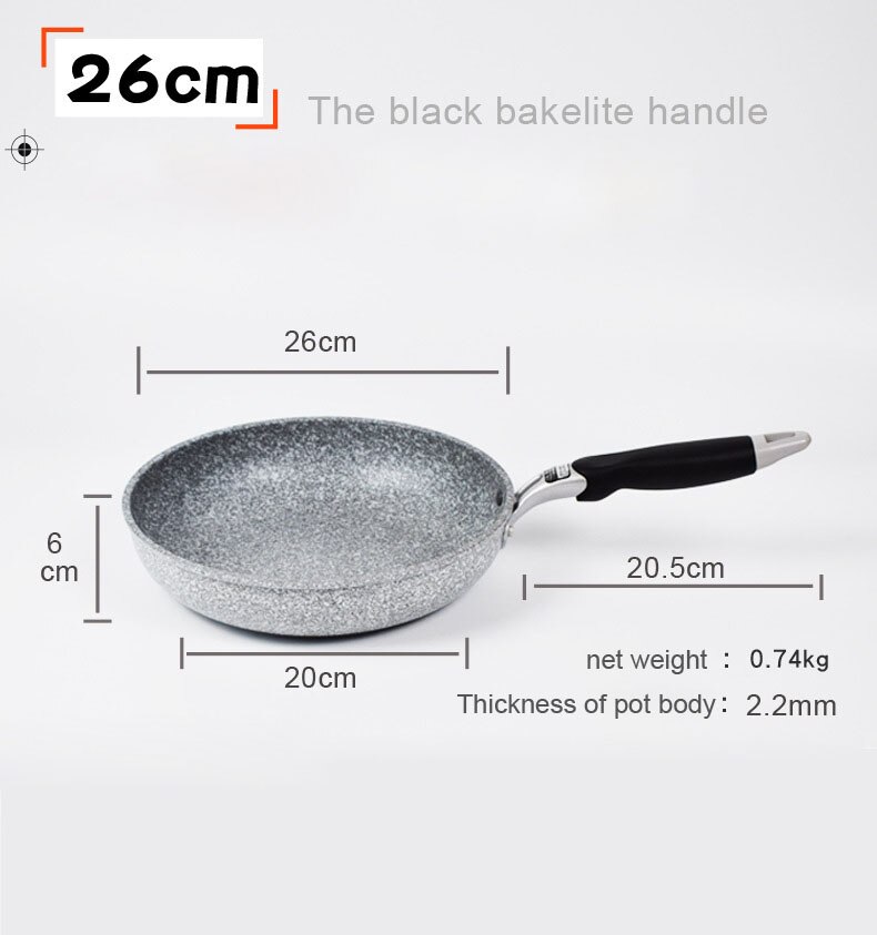 Geetest Marble Stone Nonstick Frying Pan with Heat Resistant Bakelite Handle,Granite Induction Egg Skillet,Dishwasher Safe: Frying pan 26cm