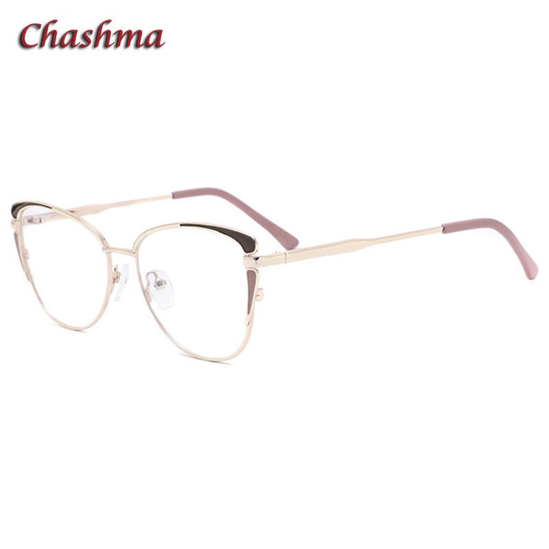 Chashma-gafas de sol con de ojo de gato para mujer, lentes ópticas graduadas, a la , antirayos azules, para fotos, color gris: Gold Brown
