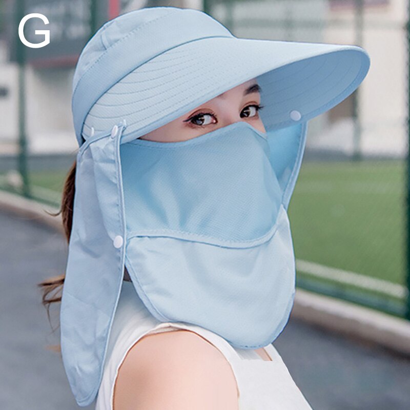 Gorra con protección solar para mujer, gorros de sol anchos a la , protección de rostro Cuello, gorros plegables para playa, protección Uv, conducción al aire libre: 07