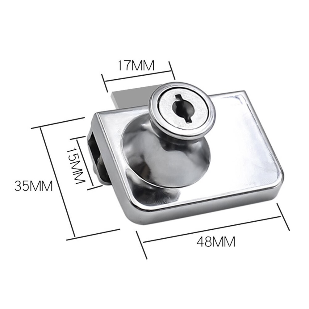 Glass Wine Cabinet Door Lock Zinc Alloy Mobile Phone Counter Lock Glass Cabinet Lock Display Showcase Glass Locks: 48c35mm-Sliver