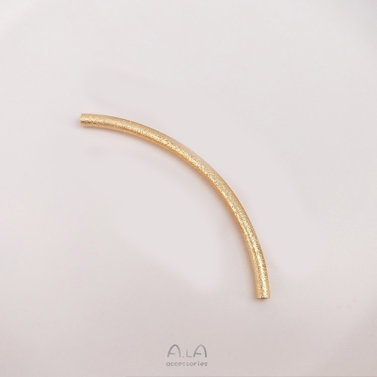 1 Teile/satz Nie Verblassen 14K Vergoldung Kupfer Überzogen Echt Gold Sand Blitz Ellenbogen matt Hohl Lange Runde Rohr DIY Armbinde: 3mmX30mm 1stck