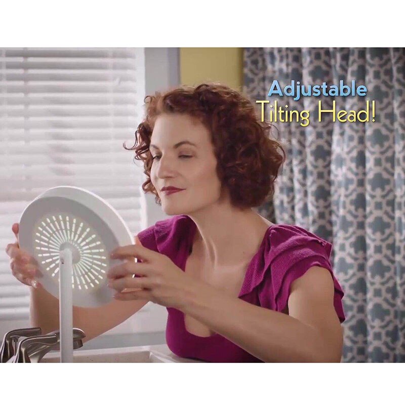 Espejo de maquillaje con iluminación de 7,9 pulgadas, espejo de aumento de tocador 5X con luces LED y cabeza de ventilador ajustable-35