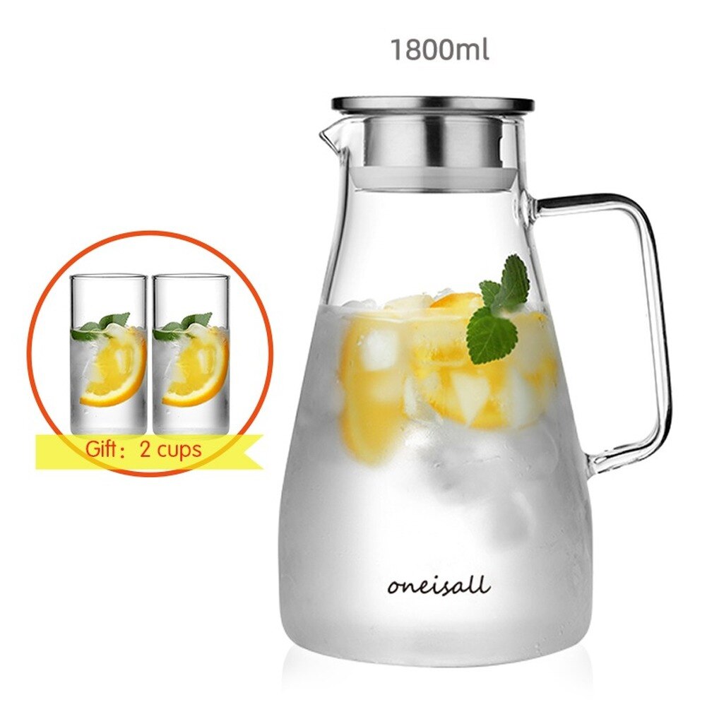 Borosilikatglas kanna vattenkokare värmebeständig juice behållare med lock av rostfritt stål bpa gratis 1.5l 1.8l 2l