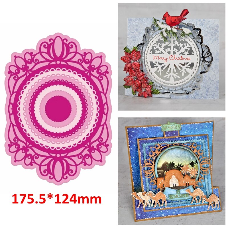 Retro Swirls Flowers Brochure Shaped Rectangle Photo Frame Edge DIY Scrapbooking Album Cards Paper Craft Making Template Die Cut: 5