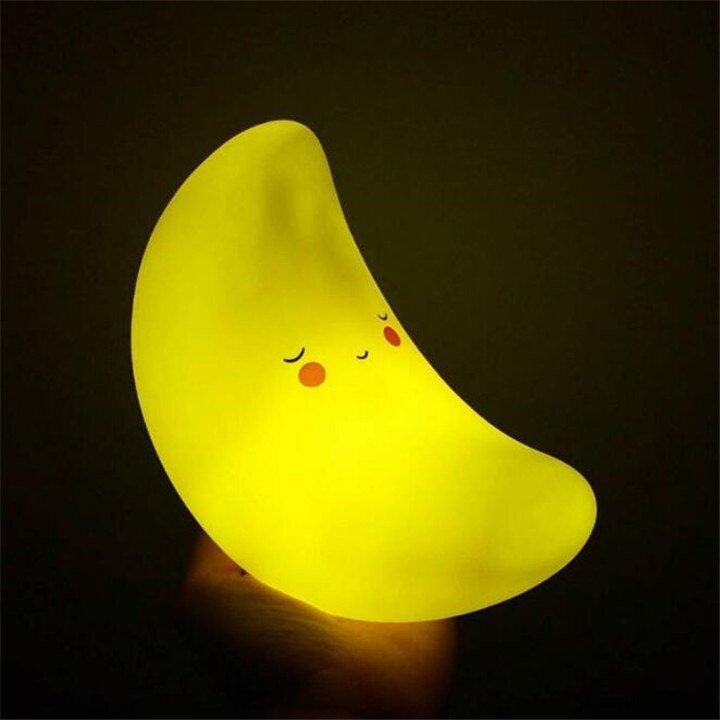 Cartoon Cute LED Kids Sleep Light Silica Gel Luminous Nightlight Lovely Lamp Sun Silicone Baby Room Light Toys: Moon