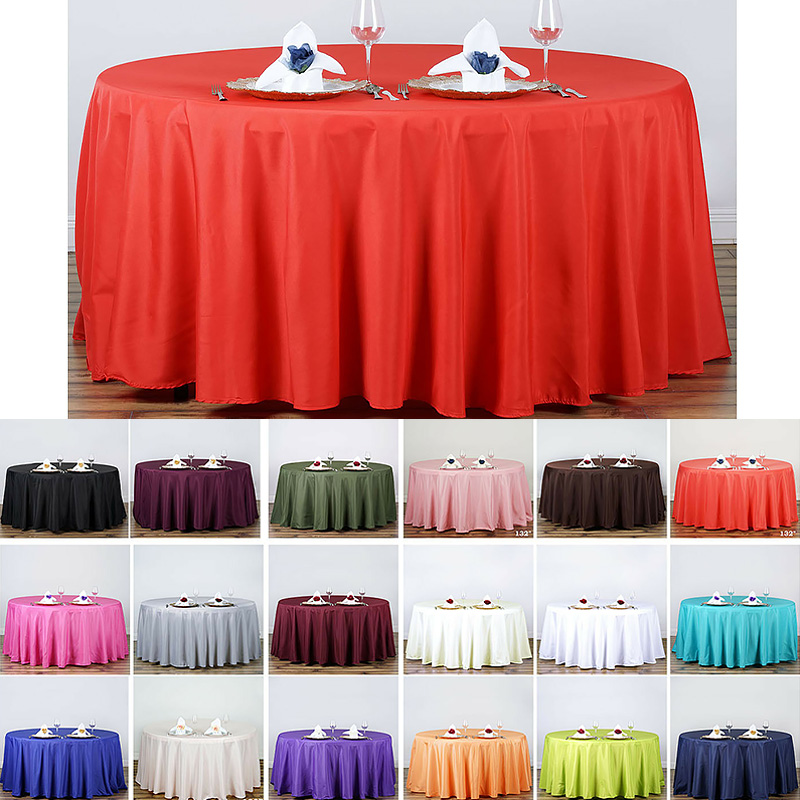 Mantel redondo de satén de 145cm, cubiertas de mesa de Color sólido para boda, cumpleaños, de Navidad, mantel redondo, decoración del hogar