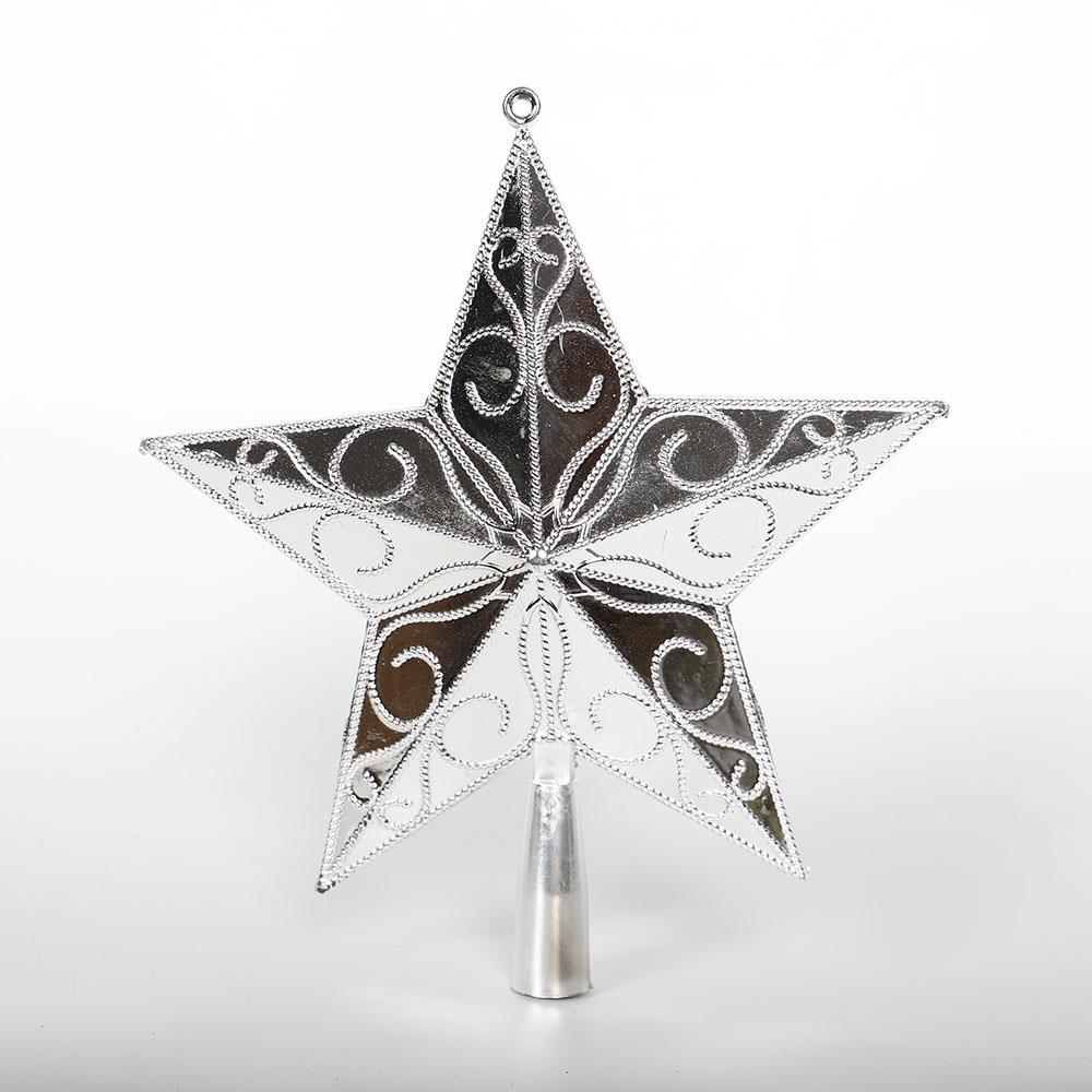 Stjerne træ top indretning pvc gylden/sølv smuk glitrende stor shimmer ornament julefest festival jul