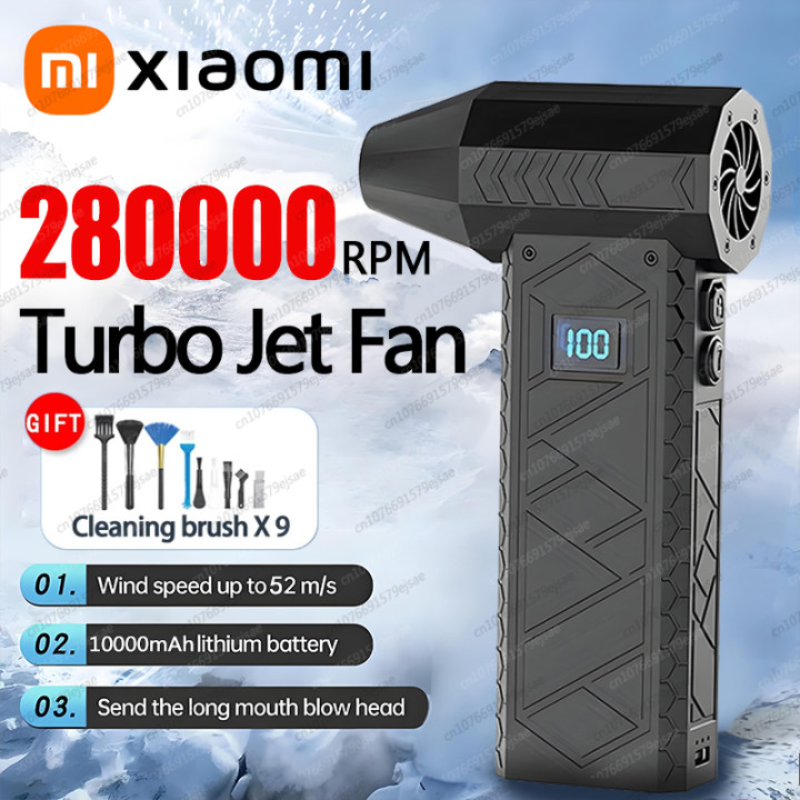 Xiaomi 280000 RPM Mini Turbo Jet Fan Potente soplador de aire Duster Velocidad del viento ajustable Turbo Violento Recargable con luz