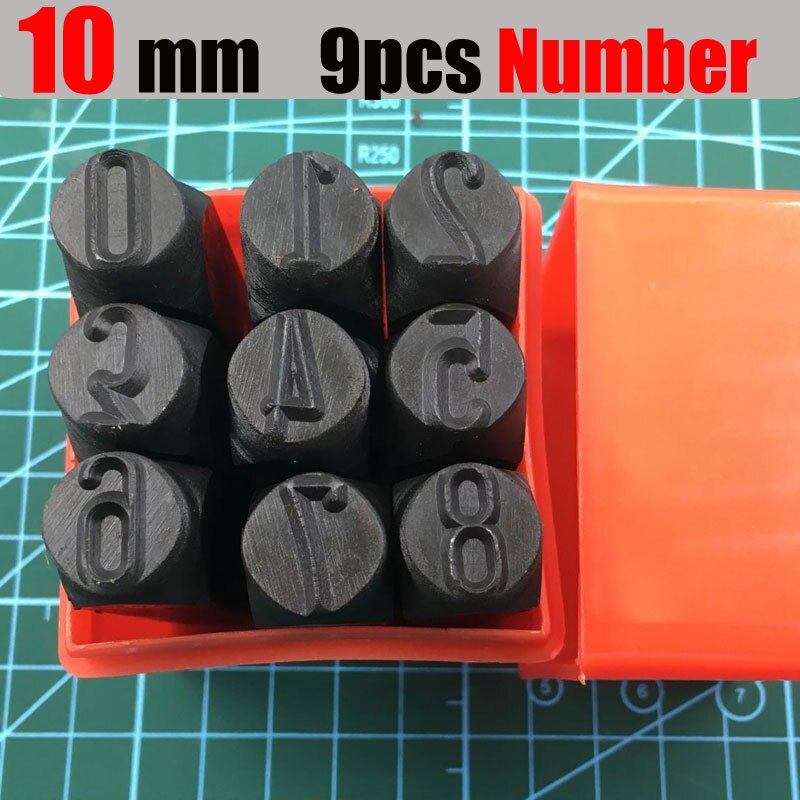 Matrice en acier En Métal Estampage kit Outil de Poinçon Numéro Lettre Alphabet Timbres Outils BIJOUX À BRICOLER SOI-MÊME En Métal Argenté Or En Cuir LOGO TIMBRE: 10mm Number