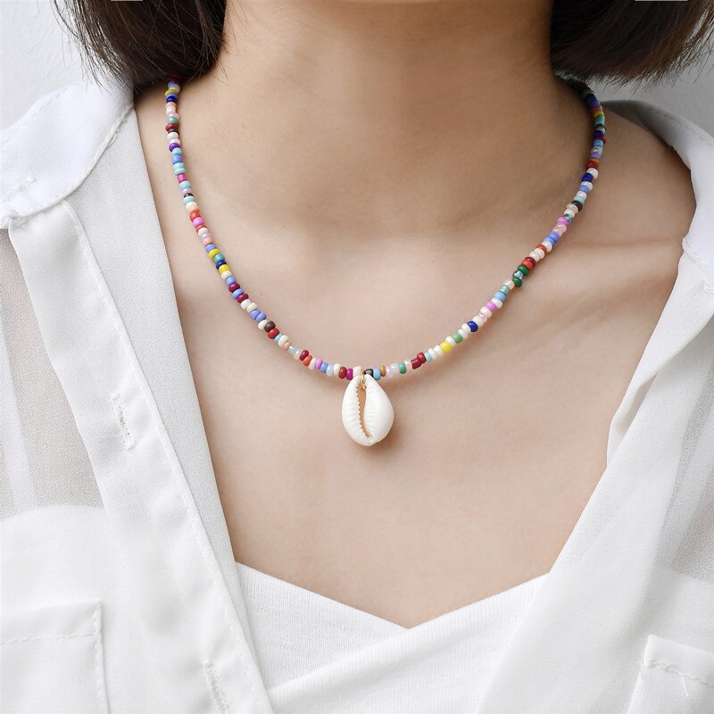 Bohemen Kleurrijke Kralen Shell Choker Ketting Voor Vrouwen Handgemaakte Verklaring Charmant Kragen Mode Zomer Strand Sieraden