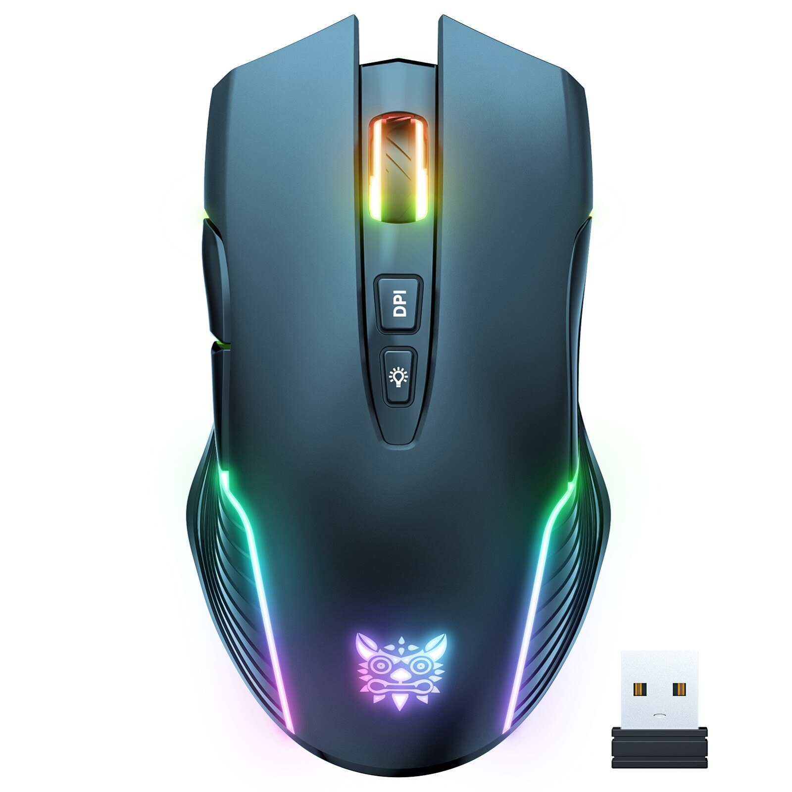 CW905 RGB 5 Adjustable DPI Wireless Rechargeable Gaming Mouse Ergonomic Mouse Gamer Computer Gaming mause For Laptop PC: black