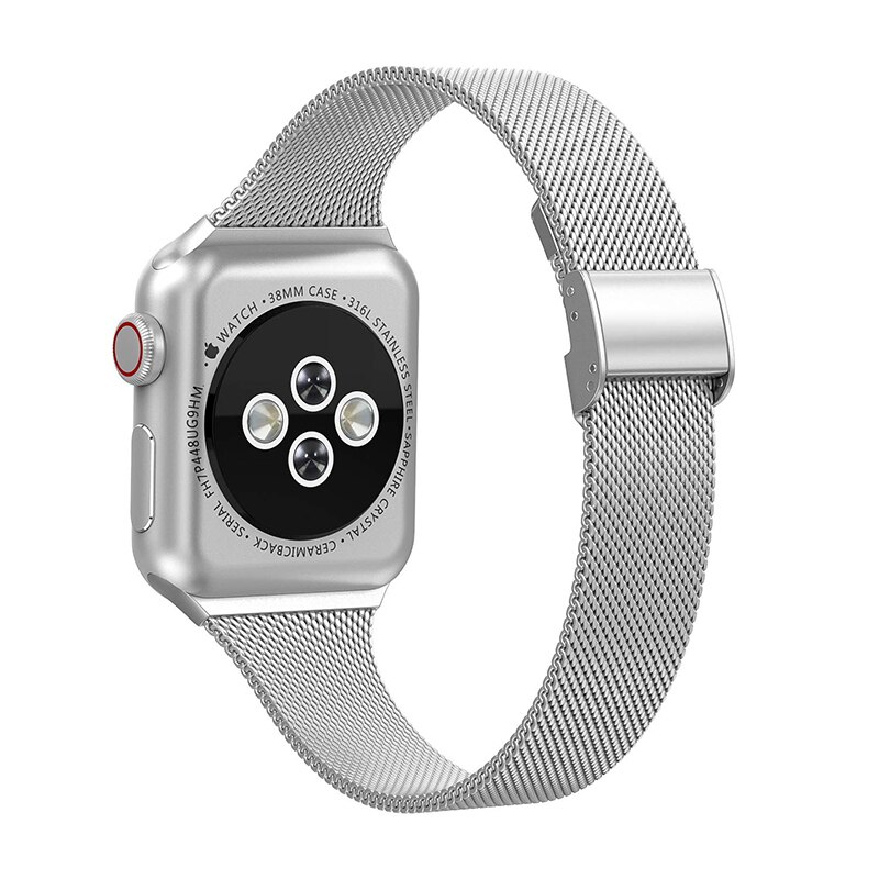 Slim Strap for Apple watch SE 6 5 4 band 44mm 40mm Stainless steel metal bracelet for iWatch series 3 2 1 accessories watchband