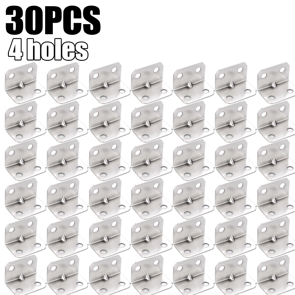 50/10x Stainless Steel Corner Brackets Universal for Cabinets Drawers Windows Wood Furniture 90 Degree Right Angle Fixed Bracket: Black/Gold