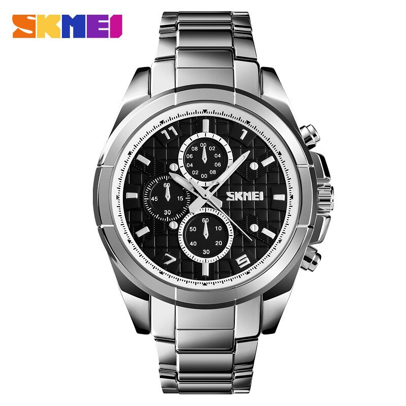 SKMEI1378 Mannen Casual Quartz Horloge Decoratieve Kleine Plaat Eenvoudige Rvs Horloge