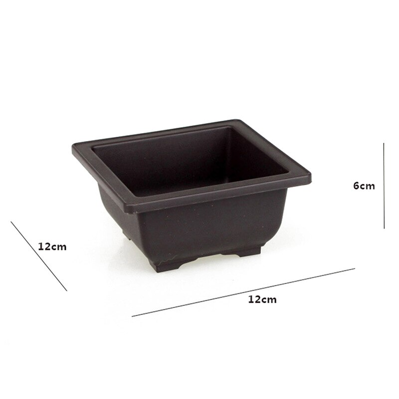 Maceta de plástico para flores, cuenco cuadrado para bonsái, para guardería, cuenco rectangular de imitación, 1 unidad: SS