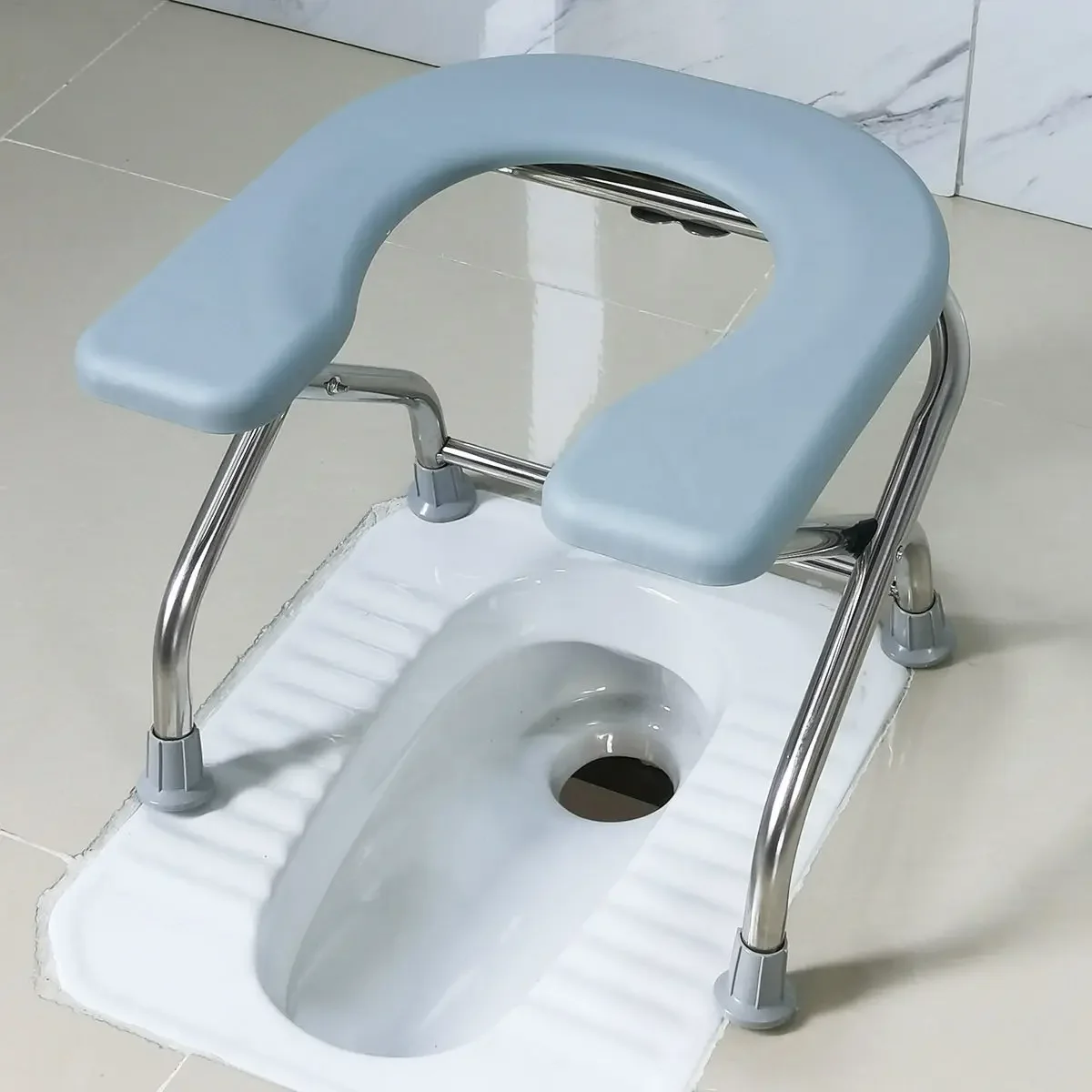 Folding U Plate Sitting Chair Stool Pregnant Elderly Toilet Seat Stool Chair Stainless Steel Toilet Stool Squat Sit Toilet