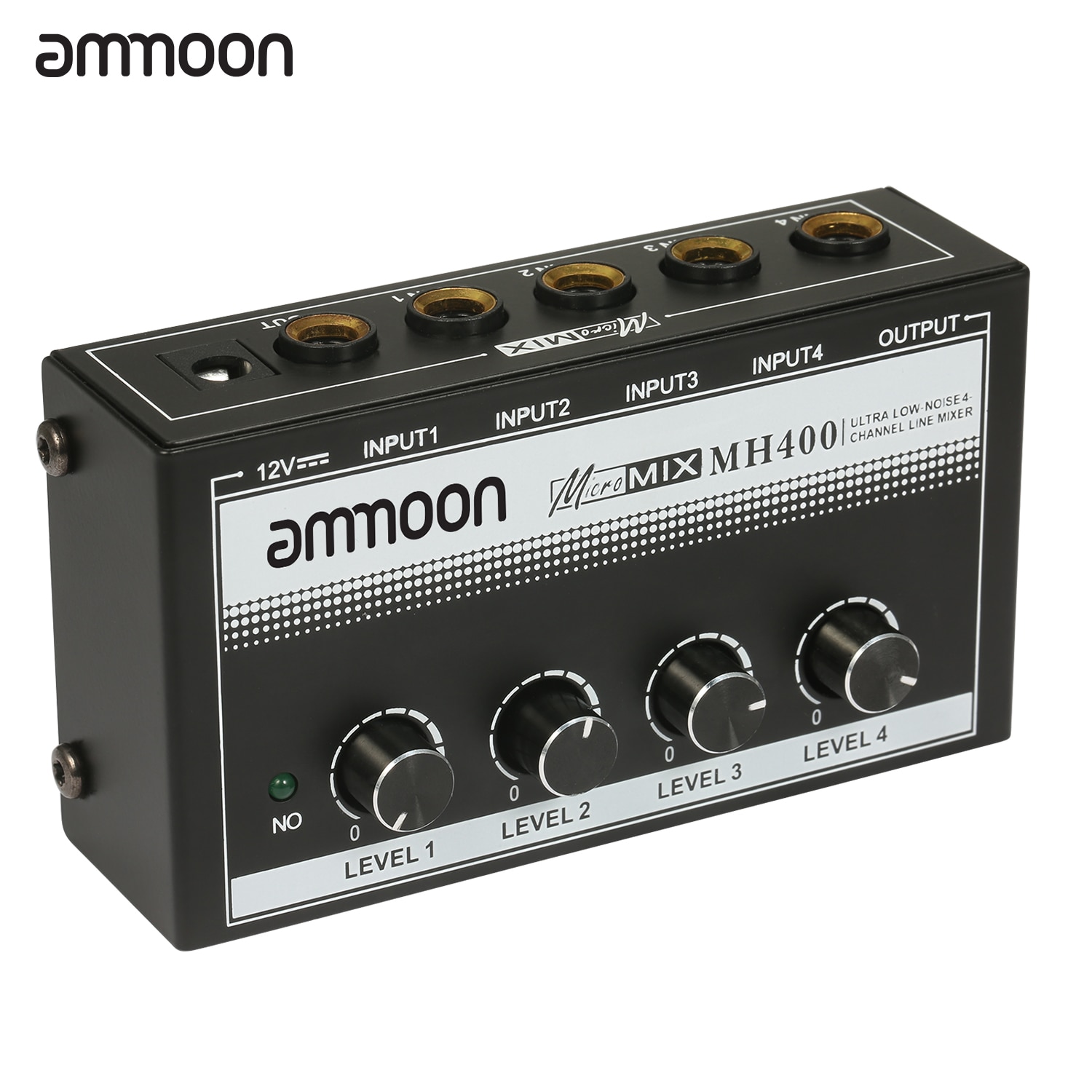 ammoon MH400 Ultra Low-Noise 4-Channel Line Mixer Mini Audio Mixer with 1/4-inch TS Inputs &amp; Output Volume Control for Guitar