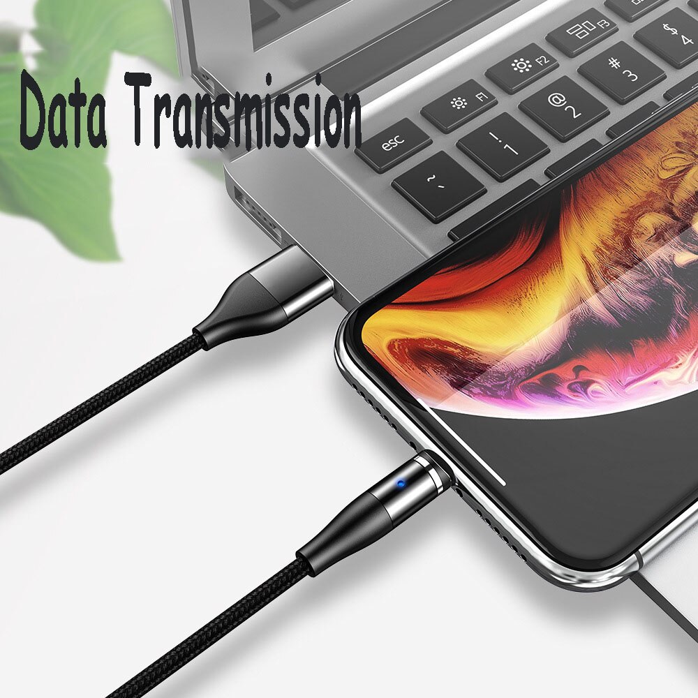 5A ultra-fast charging data cable 360°blind magnetic circular magnetic one-line three-head charging cable