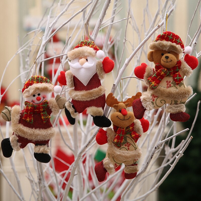 PHFU-8Pcs Vrolijk Kerst Ornamenten Christmas Kerstman Snowman Boom Speelgoed Doll Hang Decoraties Voor Huis