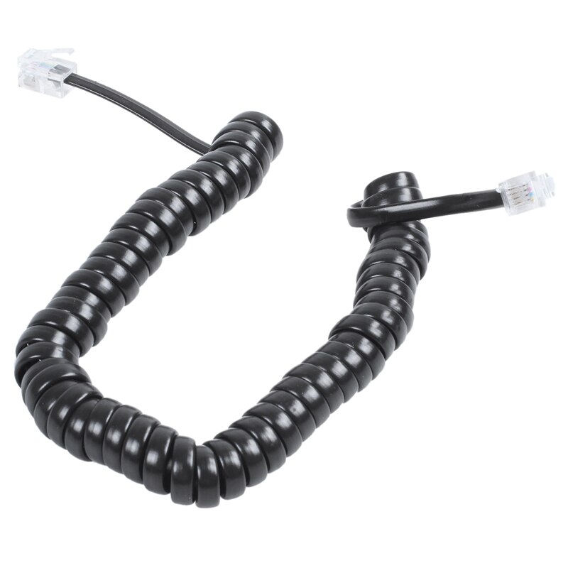 9.3" Black RJ9 Telephone Phone Modem Coil Line Cord Cable: Default Title