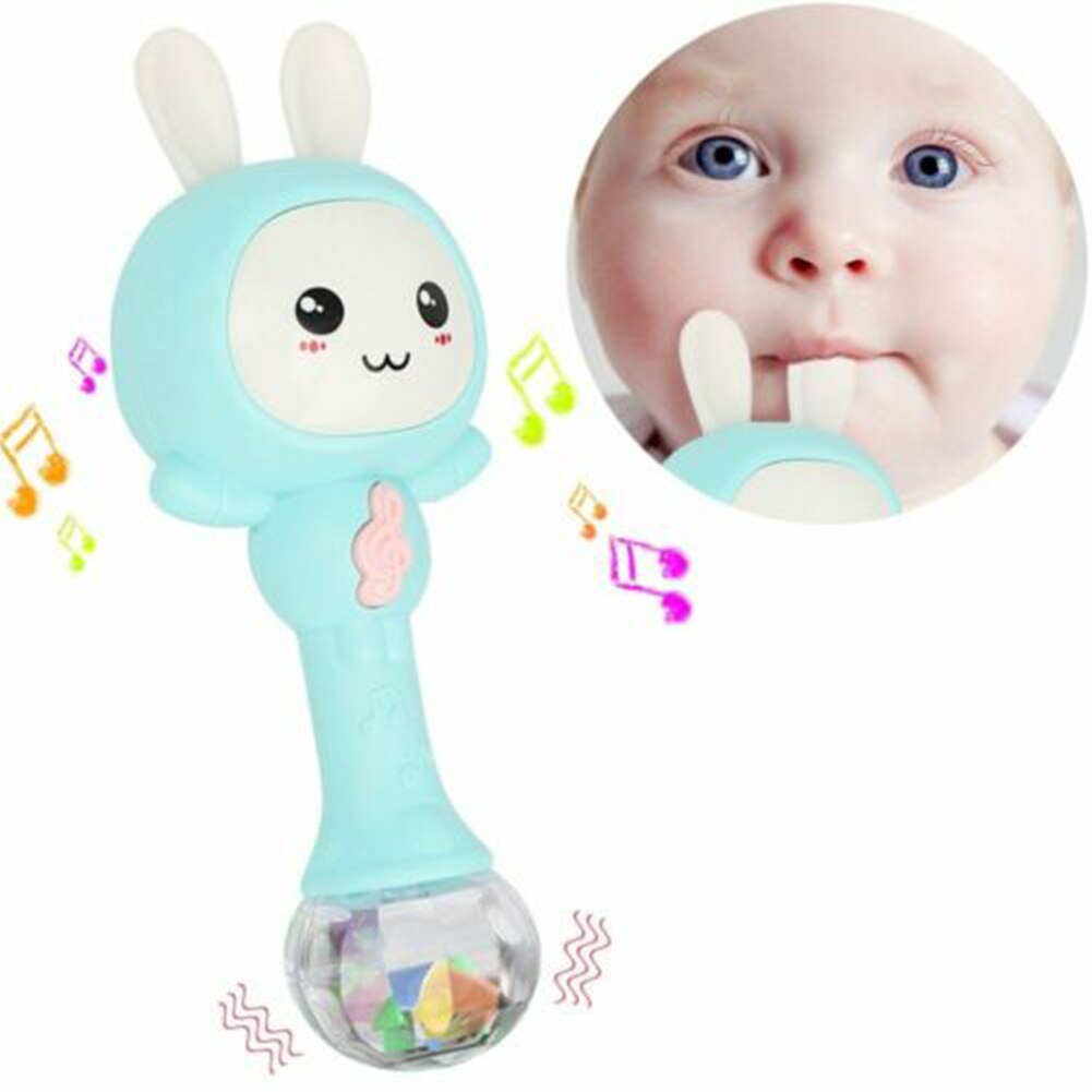 Baby Kaninchen Rassel Singen Spielzeug Klassische Song Licht Musik Weichen Griff Sicher Biss Playmate Rosa Blau Kleinkind Spielzeug: Blau