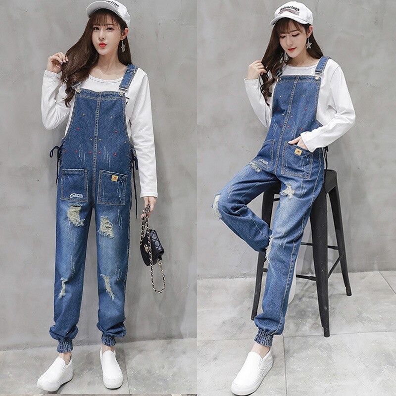 Denim Maternity Strap Jeans Trousers Suspenders Pants for Pregnant Women Overalls Jumpsuits Pregnancy Clothing Plus Size
