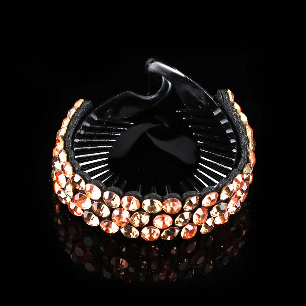 Horquilla para hacer moños para mujer y niña, Clip giratorio de Nido de Pájaro, horquillas de diamantes de imitación, pinzas para el cabello de flores, garra de cristal para el cabello: Transparente