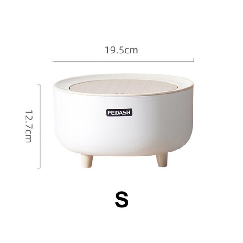 Mini Hohen Nachahmung Holz Mülleimer Schreibtisch Runde Müll Mit Presse Abdeckung Für Wohnzimmer Wc Küche Reinigung Werkzeuge: 01