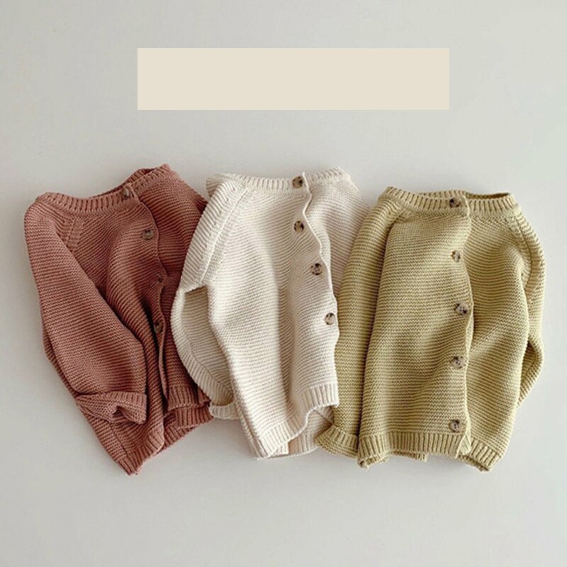 Baby drenge piger cardigan efterårs bomuldstrøje toppe baby børnetøj børn strikket vintertøj 0-2 år spædbarn: Hvid / 16m