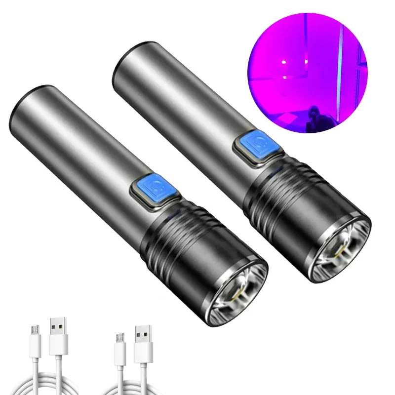 USB wiederaufladbare UV-Taschenlampe für Haustier-Urinerkennung, Harzgehärtet, 395 nm, UV-Taschenlampe, Zoomen, Schwarzlicht: 3w