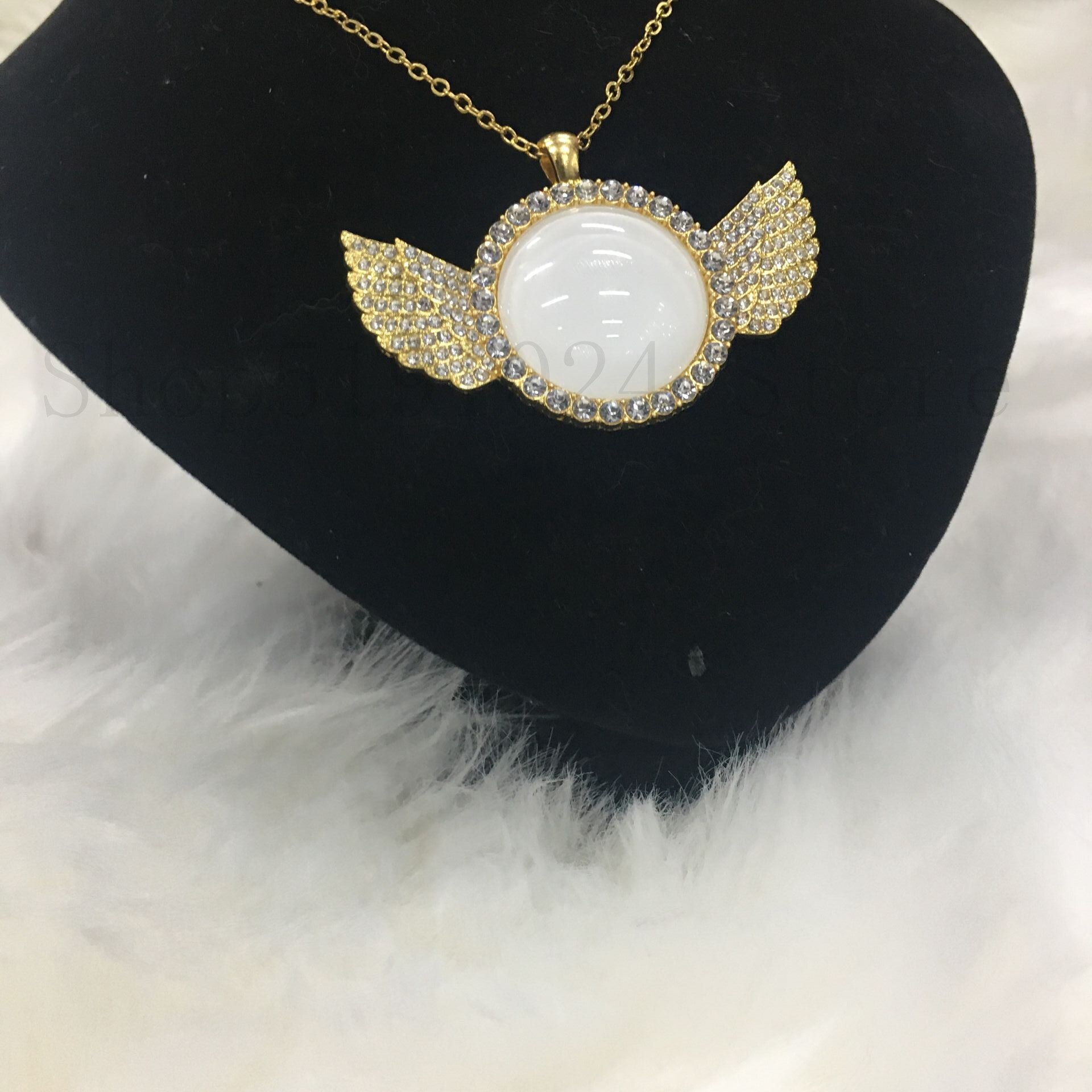 blanc sublimation ange collier pour femmes bijoux transfert de chaleur blanc matériel bricolage 6 pièces/lot: Or