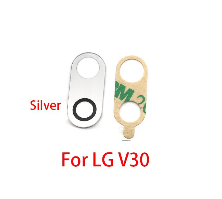 2pcs/lot Rear Back Camera Glass Lens For LG V20 V30 G2 G5 G6 G7 Q6 K8 Camera Glass With Glue Adhesive: V30 Sliver