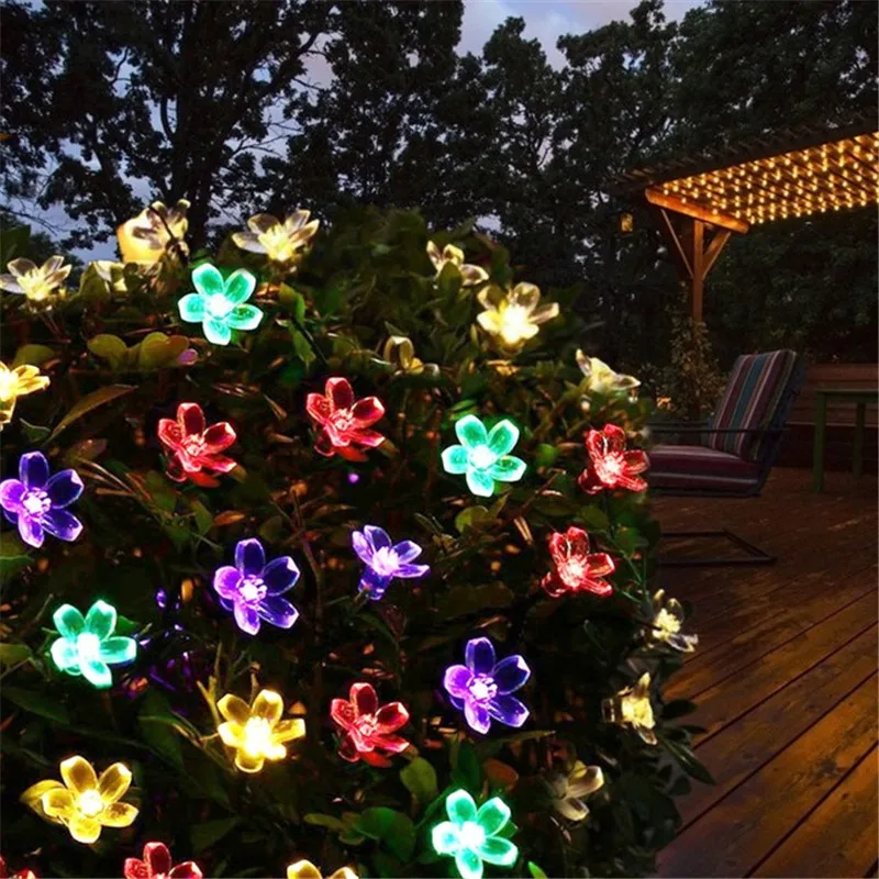 Led-solcellelampe solcelledrevet hagelys jul utendørs dekorasjonslys hage sommerfuglrose dekorativt lys utendørs kranslys: Måneblå / 16-20w