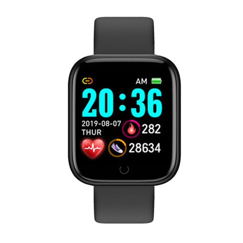 Y68 sport fargeskjerm skrittellere sport klokker gå trinn teller barn menn kvinner smart armbånd fitness smart armbånd: Svart