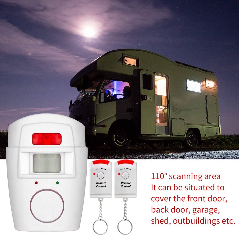 PIR Motion Sensor Alarm Wireless Home Garage Caravan 2 Remote Controls Security PIR Motion Detectors for Home Caravans