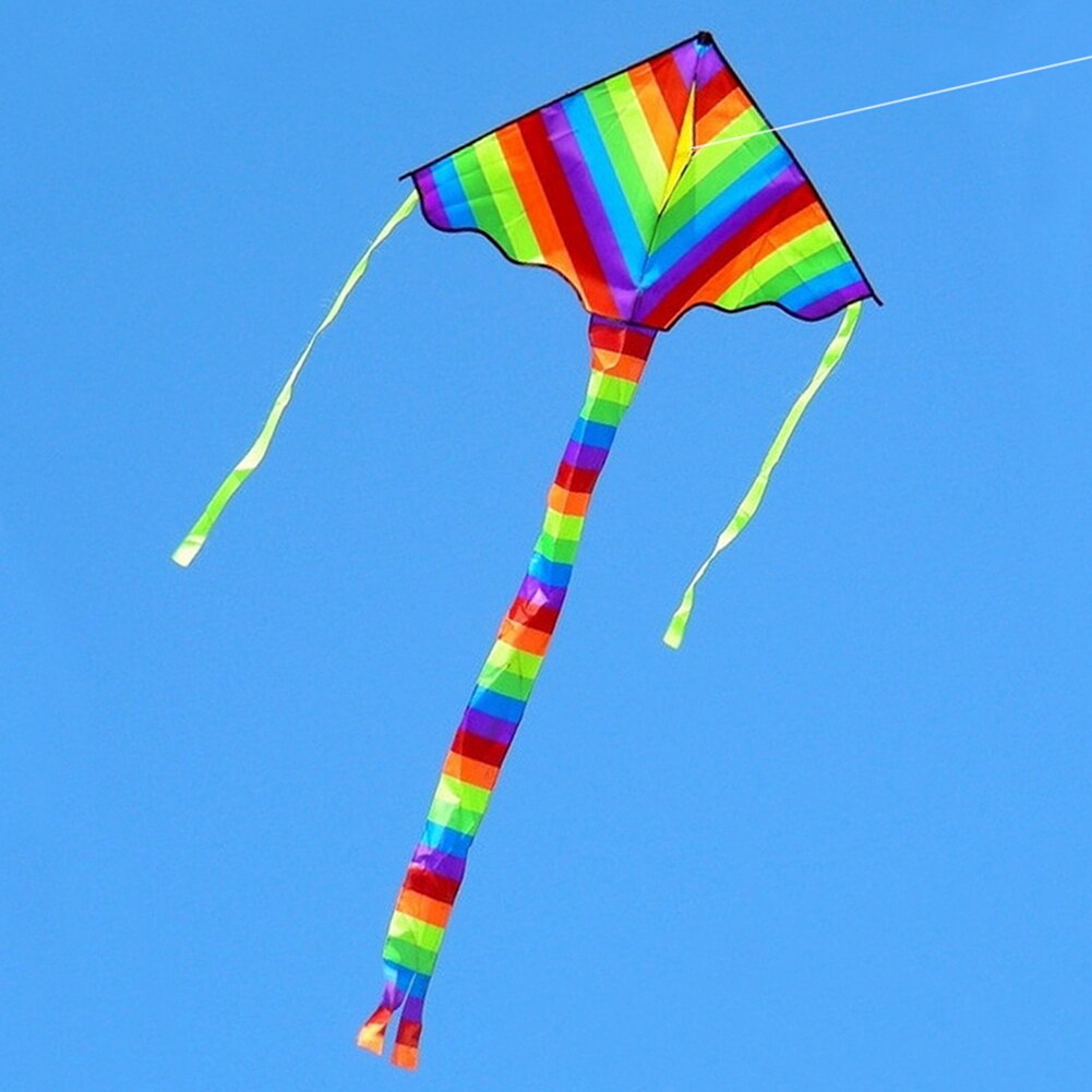 Rainbow Lange Staart Driehoek Vlieger Met 50M Handvat Lijn Kinderen Kids Toy