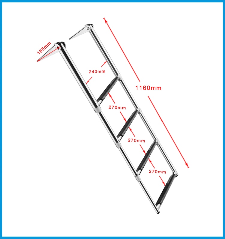 MARINE CITY 304 Stainless Steel Foldable Boarding Ladder - Sleek