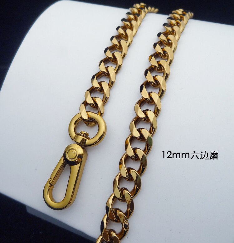 8 Mm/12 Mm Golden Metalen Tas Ketting Pakket Ijzeren Ketting Enkele Schoudertas Hardware Tas Onderdelen Vrouw Clutch ketting Met Haak: width 12mm / 130cm