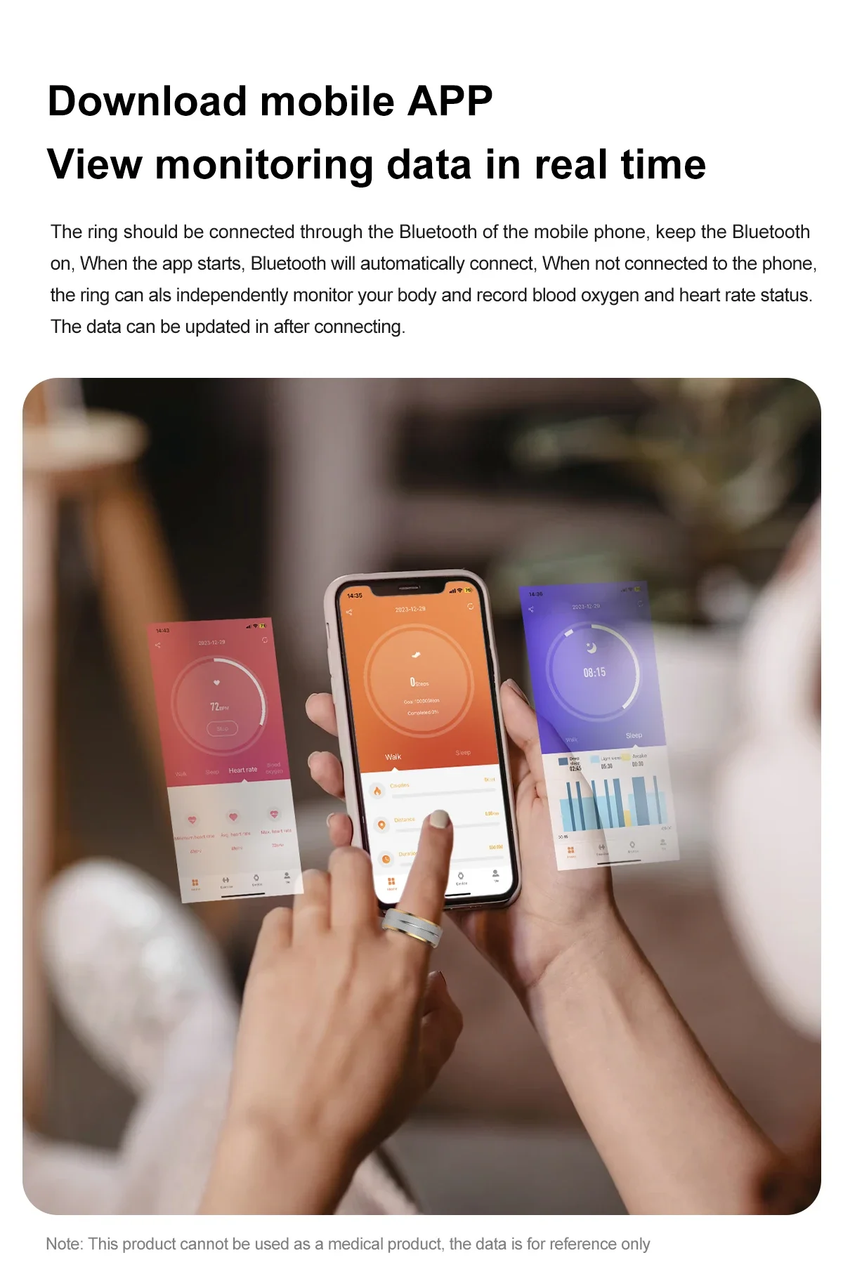 Anillo inteligente 2025 para hombres y mujeres, control del ritmo cardíaco y del oxígeno en sangre, múltiples modos deportivos IP68, anillos inteligentes impermeables para Android IOS