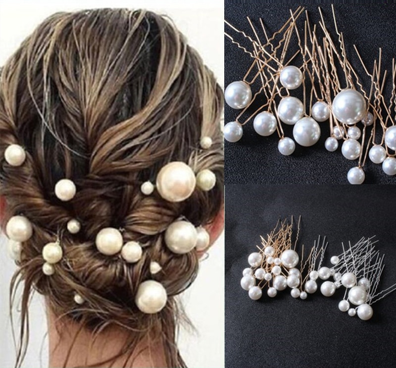 18 teile/satz Perle U-förmigen Haarnadel Damen Braut Tiara Haar Schmuck Hochzeit Frisur Tools Disk Haar Zubehör